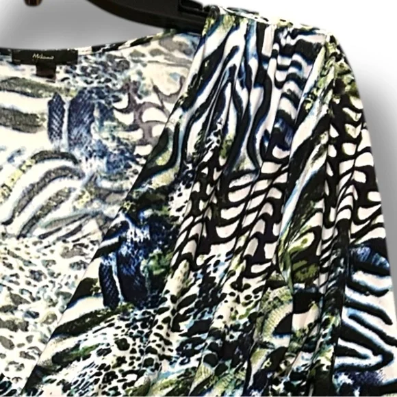 Milano Zebra and Leopard Print 3/4 Sleeve Ruching Top - Picture 6 of 11